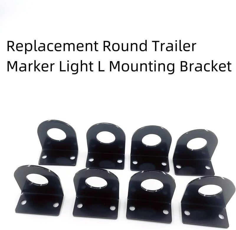 BBMTA Replacement 3/4" Round Marker Light L Mounting Bracket , for 3/4" Round Light Powder Coated Trailer RV (8pack - Image 1